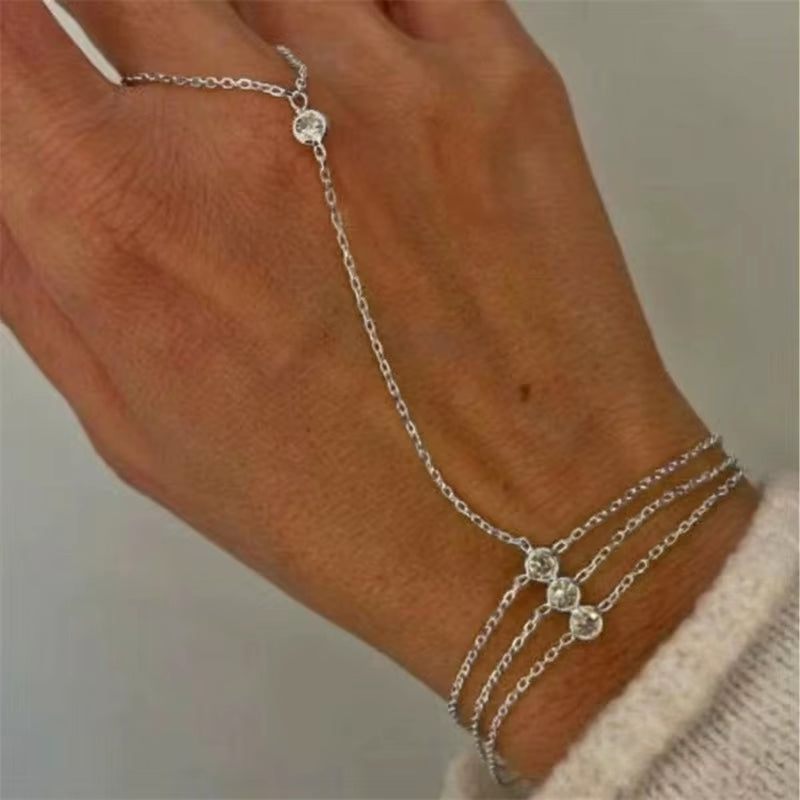Velora™ Grace Hand Chain Bracelet – Elegant Ring & Bracelet Chain Jewelry for Women