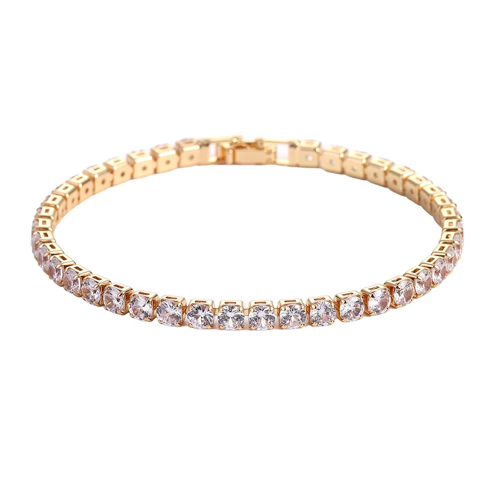 Élan Crystal Tennis Bracelet – Elegant Gold & Silver Shine