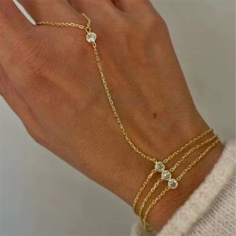 Velora™ Grace Hand Chain Bracelet – Elegant Ring & Bracelet Chain Jewelry for Women